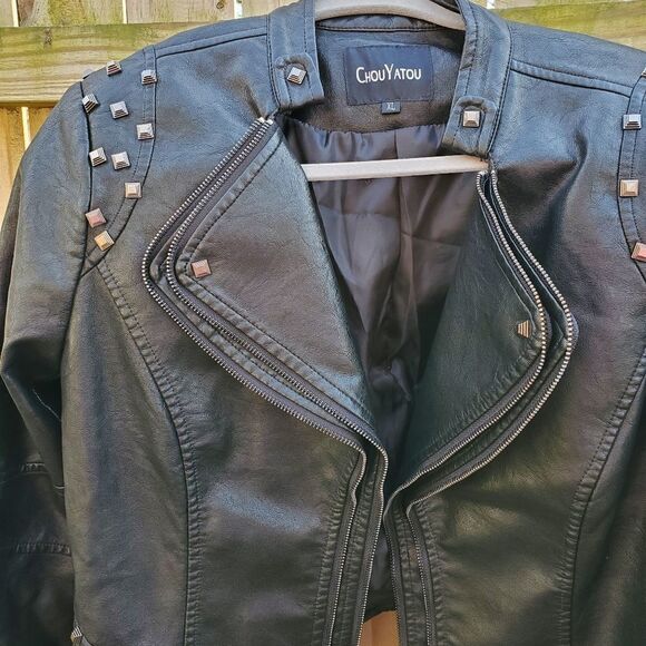 Black Faux Leather Moto Jacket - Picture 3 of 16